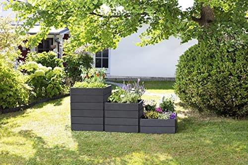 Garantia Ergo Quadro M Hochbeet-System Stone 4 Paneele inkl. Verbinder - Blumentopf, Hochbeete für Garten, Pflanzkübel Groß Außen, Blumenkasten, Blumentopf Hoch, Blumenkübel, Blumenkübel Outdoor