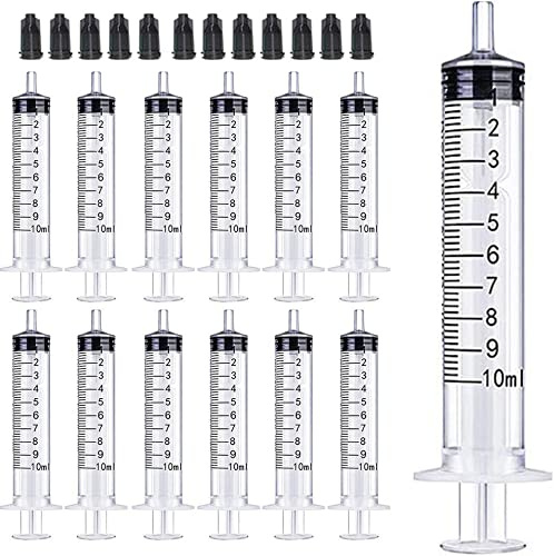 Gufastoe 20 Stück 10ml Sterile Spritzen Ohne Nadeln mit Kappe,für Kleine Haustierfütterung Industrielle Präzisionsanwendung