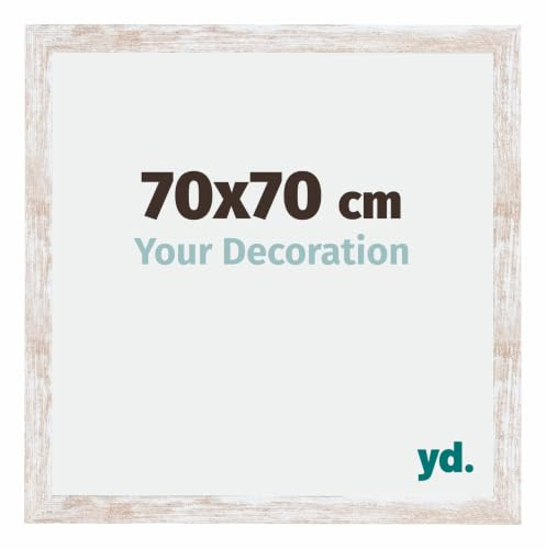yd. Cadre Photo 70x70 cm White Wash - Cadre en MDF Catania | Your Decoration, Verre acrylique antireflet, Montage mural, Convient aux photos, affiches ou puzzles, Made in Holland