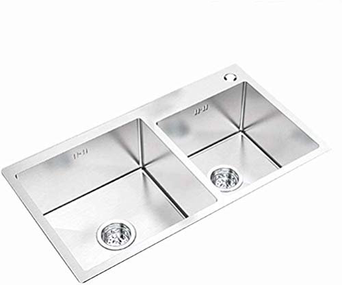 YGCBL Fregadero, Fregadero de Cocina Fregadero Doble Cocina Fregadero de Gran Capacidad Fregadero Lavaplatos Lavabo de Verduras,Plata,88Cm
