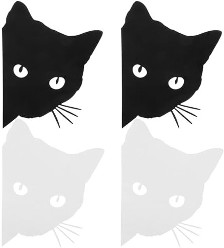 4 adesivi con gatto che fa capolino per auto, auto, accessori per decorazione esterna (bianco e nero) per banchetti celebrazione