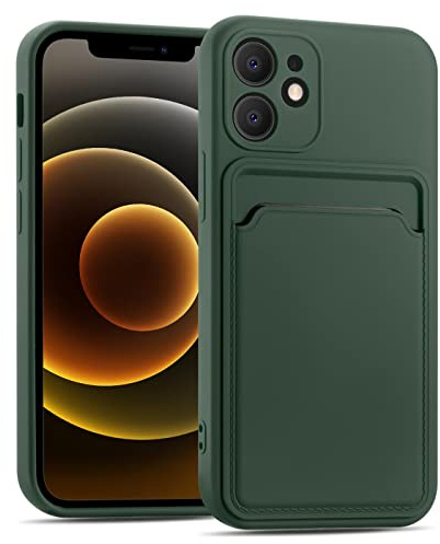 Verco Handyhülle für iPhone 12 Mini Case Silikon, Handy Cover mit Kartenfach Dünne Schutzhülle für iPhone 12 Mini Hülle - Grün