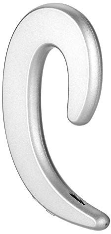 Tiiyee Non Ear Plug Bluetooth Headphones, Wireless Hands Free Ear Hook Bluetooth Headphone Painless Bone Conduction Headset for Smartphones Business Driving(Silver)