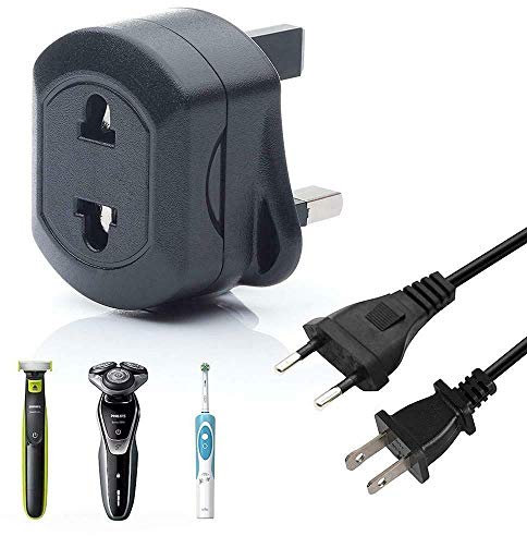 New 2 Pin to UK Plug Shaver Adapter 5AMP Fused for Electric Shaving Toothbrush Black