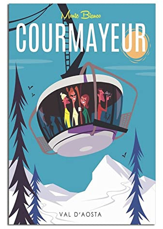 Courmayeur Italy Vintage-Reise-Poster, Leinwand-Kunst, Wanddekoration, Poster, Bilddruck, Malposter, Geschenk, 30 x 45 cm