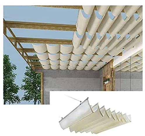 LIJINBO Sun Shade Sail, Retractable Wave Shade Sails, U Shaped Size Sliding Roller Blind With Mounting Kit, Easy To Install For Pergola Cover Glass House Canopy (Color : Beige, Size : 1.2x15m)