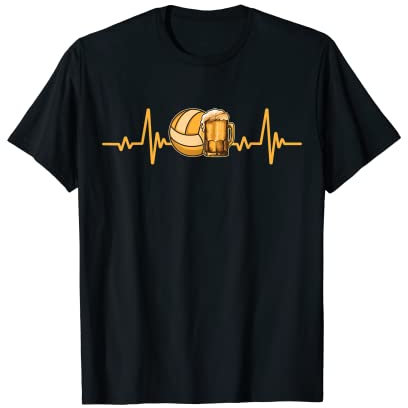 Volleyball und Bier Herzschlag Volleyballer Lustig T-Shirt