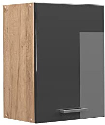 Vicco Hängeschrank R-Line, hängender Küchenschrank, Anthrazit Hochglanz/Goldkraft Eiche, 45 cm