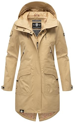 Navahoo Damen Übergangsjacke leichte Jacke mit Kapuze Pfefferschote Beige Gr. M