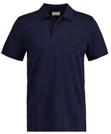 GANT Herren REG Tonal Shield SS Rugger Hemd, Evening Blue, Standard