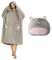 iyoimono Hoodie Decke für Damen Kissens Kapuzenpullover 2 in 1 Flanell Fleece Weich Pullover Sweatshirt Kuscheldecke Flauschige Sherpa TV-Decke mit Ärmeln Tragbar Ganzkörperdecke（Graue Katze）