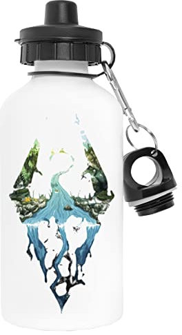 GENIGMAE Skyrim Nature Logo Blanco Botella de Agua Aluminio Deportes Viaje Exterior White Water Bottle Aluminium Sports Travel Outdoor