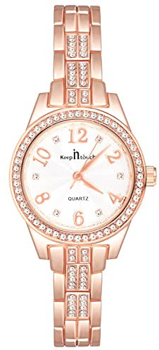 MICGIGI Orologio da polso al quarzo da donna in oro rosa quadrante analogico numeri romani con bracciale in lega di acciaio inossidabile