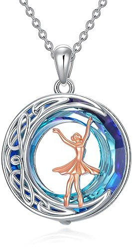 Tanzen Geschenk Silber 925 Ballett Kette Kristall Ballerina Anhänger Halskette Ballett Schmuck Damen