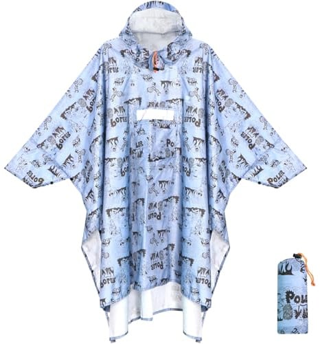 Anyoo Poncho léger, imperméable, réutilisable et Respirant avec Capuche, idéal pour l'extérieur,Taille Unique, B-Squelettes, Taille unique