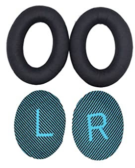 SUIOPPYUW 1 Paar Ohrpolster Kissen Ohrpolster Noise Cancelling Zubehör Ellipse Atmungsaktiver Ersatz für Bose QC25 QC35 Kopfhörer, Schwarz Blau