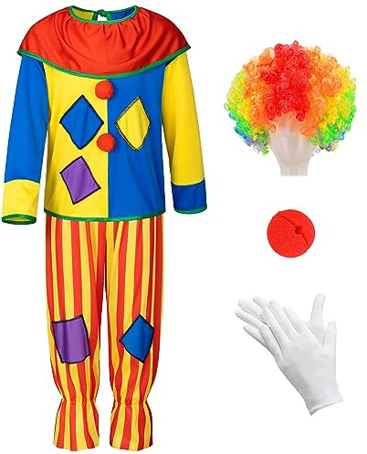 Yoroka 5Pcs Kids clown costume set Circus costume Boys and Girls Cosplay Costumes Quick Dress up for Clown(M)