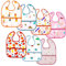 Aolso Lätzchen Baby Wasserdicht, 7Pcs Baby Lätzchen, Abwaschbar asserdicht Baby Lätzchen, Baby-Bandana-Lätzchen, Mit großen Taschen, Babynahrungslätzchen für Kleinkinder (Mädchen)