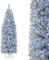 COSTWAY 6 FT Pre-Lit Artificial Christmas Tree, Hinged Slim Pencil Christmas Tree with 250 Cool-White LED Lights, 475 Branch Tips and Metal Base, Xmas Holiday Decor for Home Office (White + Black)