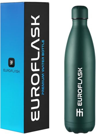 EuroFlask Stainless Steel Water Bottle, Leak Proof Metal Water Bottles with Double Wall Vacuum Insulation-12 Hrs Hot & 24 Hrs Cold Drinks Bottle for Gym, Sports and Work (Jade, 500 mL)