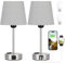 Kakanuo Nachttischlampe Touch Dimmbar 2er Set, Tischlampe mit Ladefunktion USB A+C-Anschlüssen Steckdosen, Graue-Lampenschirm, Kleine Lampe für Nachttisch Schlafzimmer Wohnzimmer Babyzimmer Büro