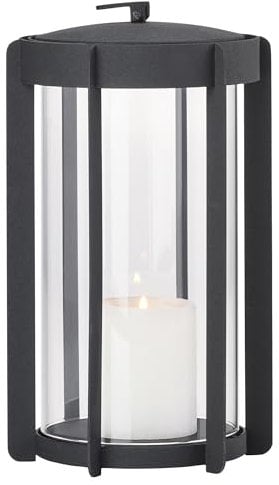 Zone Denmark Laterne Schwarz Metall, Kerzenlaterne, Gartenlaterne, Laterne für Draußen, Durchm. 15,3 cm, Höhe 25 cm, Schwarz