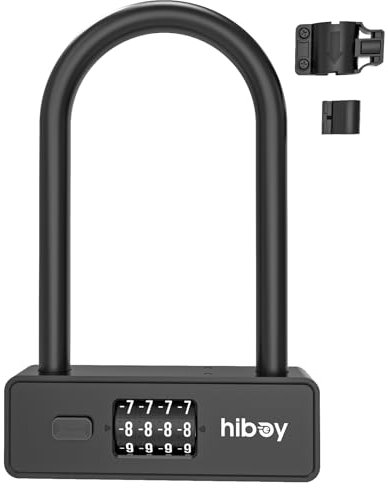 Hiboy Bike Combination U-Lock, Anti-Theft Security Bicycle Lock with Mounting Bracket, 10mm Steel Shackle U-Lock for Scooters & Bikes