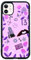 Seconddog Cool Art Aesthetic Cartoon Collage Pop Phone Case, Aesthetic Purple Print Black Cover Phone Fans Case for iPhone 11 Pro Max for Teen Girls, Women