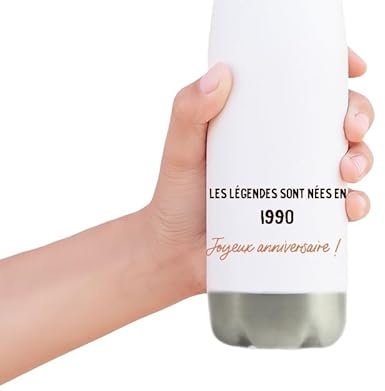 CADEAUX.COM - Gourde Isotherme Message Générique Homme Né En 1990 Personnalisé - Cadeau Personnalisable - Cadeau Anniversaire Homme - Cadeau Homme - Cadeau Année 1990