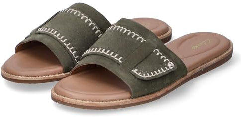 Clarks Damen Pantoletten Maritime Mule Grün Rauleder, Größe:6, Farbauswahl:grün