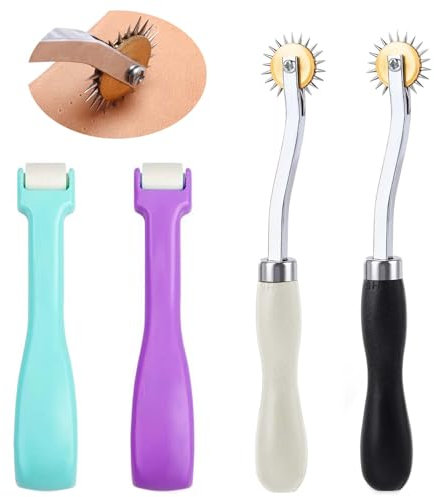 iTYOOS 4 Stück Kopierrädchen und Nahtroller Kit, Schneiderrädchen Schnittmusterrad, Edelstahl Markierrädchen, Markierrädchen Schnittmusterrad für DIY Leder Kanten Kunsthandwerk, Quilten, Nähen