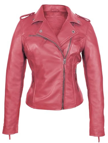Zerimar Manteaux en Cuir Naturel Femme | Veste Femme Élégante | Blouson Décontractée Hiver | Blouson et Manteau Femme | Couleur Rosa | Taille XL