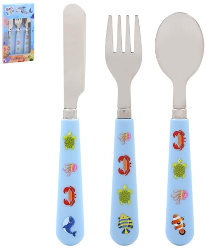 The Leonardo Collection Little Stars Sea Life Cutlery Set for Kitchen & Home | Durable Spoon Knife and Fork Sets for Dinner Lunch and Breakfast | Reusable Dishwasher Safe Kitchen Accessories
