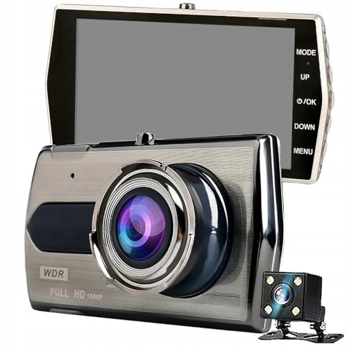 Cámara de Seguridad Premium para Coche - Juego de 2 Cámaras: Frontal y Trasera | Recargable y Ajustable - Ángulo Amplio | Grabación en Bucle, Sensor de Movimiento, G-Sensor | DVR FHD 1080p 32GB