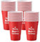 Komonee 48 x Christmas Red Cups 16oz 500ml Wide Rimmed Disposable American Xmas Party Cups USA Adult Novelty Plastic Glass Design 1