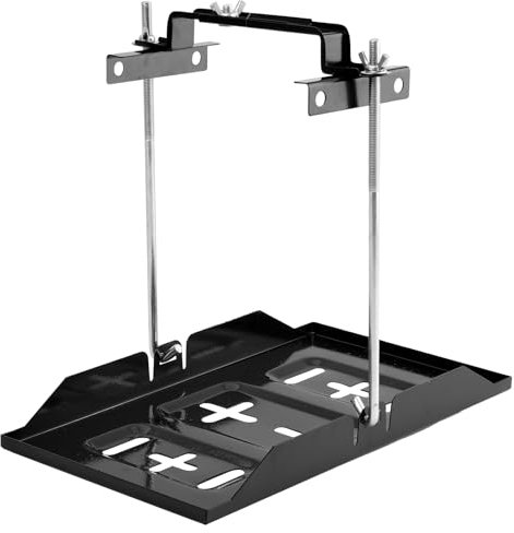 Batteriehalter Auto Batterieträger Verstellbar Autobatterie Halterung Universal Metall Batterie Haltefach Kit - 27cm bolzen mit 34.2 x 20cm Batteriefach für Auto Marine Wohnmobil