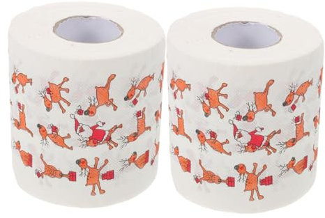 Garneck 2rollen Weihnachtstoilettenpapier Mit Festtagsmotiven Passender Für Badezimmerdeko Weihnachtsparty-zubehör Und Saisonales Badezimmer-zubehör