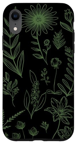 Hülle für iPhone XR Wildflower Salbeigrün Zeichenhülle Wildblumen