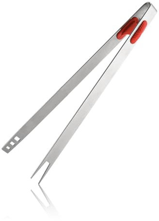 TIANLIN Pince Barbecue, Acier Inoxydable 304 Pince Cuisine Silicone, Anti-Brûlure Pince Cuisine Inox, Pince à Fourche à Double Usage, pour à Cuisine, Barbecue, Restaurant