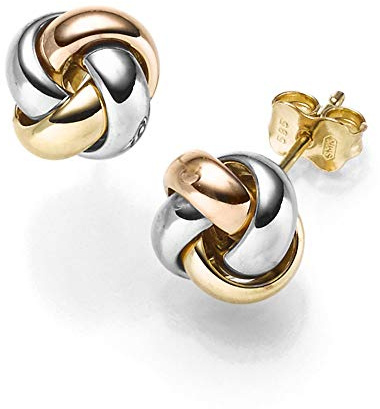 Paar Ohrstecker Stecker Ohrringe Knoten 10,5mm 585 Gold gelb/rot/weiß tricolor