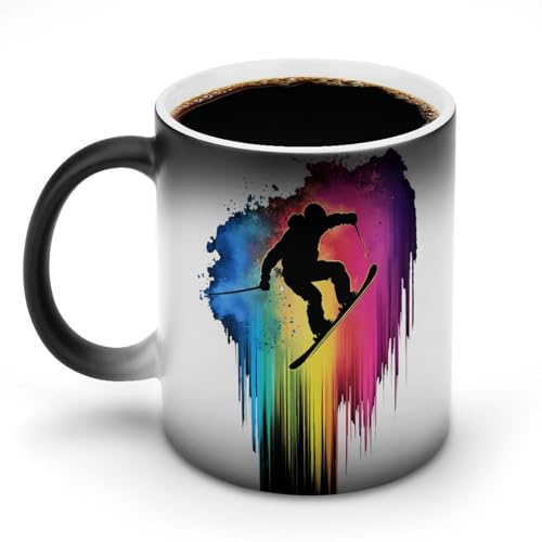 Lustige Kaffeetasse aus Keramik mit Aufschrift „Rainbow Ski Racing Skier,