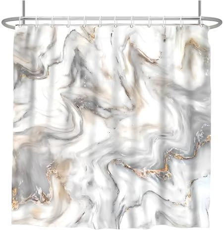 Modern Abstrakt Marmor Duschvorhang, Wasserabweisend Polyester Textil Duschvorhang, 180x180cm Bad Duschvorhänge, Duschvorhang Marmor Optik mit Ösen und 12 Duschvorhangringe, für Badezimmer, Badewanne