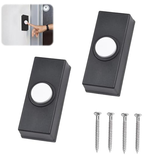 2Pcs Wired Doorbell Button Universal Black Wired Doorbell Button Doorbell Button Doorbell Chime with 4pcs Screws Wall Mounted Suitable for Home Garage Warehouse