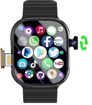 JINSHANGZI Original DW100 Smart Watch S10 Ultra 3 Smartwatch with 2.29inch Amoled Display GPS WiFi Face Unlock App Download Sim Card Slot (4GB 64GB,all Black)