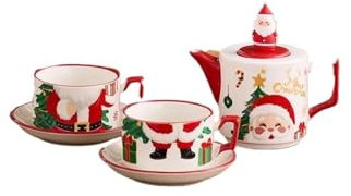 Teiere Servitori Di Caffè Set Da Tè Da Viaggio Set Da Tè Placcato In Oro Con Una Pentola E Due Tazze, Teiera In Ceramica Natalizia Teiere Servizi Da caffè Set(Type-C)