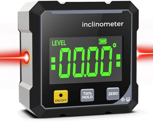 Digital Angle Finder with Laser, 4-Side Magnetic Angle Gauge & LCD Display, Digital Level Box & Inclinometer, Waterproof Inclinometer Level, Woodworking Measuring Tool