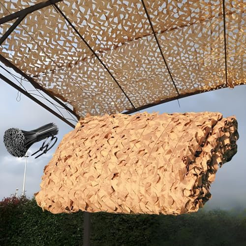 Générique 1M-20M Filet De Camouflage Sable, Voile D'ombrage pour Pergola, Toile Ombrage Exterieur, Protection Solaire, pour Camping, Chasse, Décoration(2.5x2.5 M)