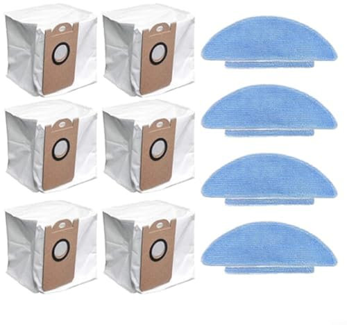 Puupaa Parti di ricambio per robot aspirapolvere Zaco A10 Pro, accessori 4 panni mocio, 6 sacchetti per la polvere