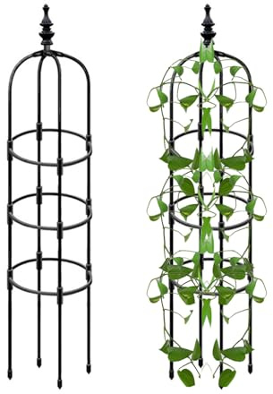 150 cm Ranksäule Metall ObeliskRankhilfe Rankgitter Rankturm Rankobelisk Rosenturm Metallstütze Kletterrosengitter Pflanzenstütze Für Blumenpflanzen Im Innen- Und Außenbereich