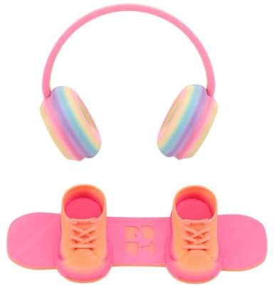 Lyreh 2pcs Outfit Accessories for Doll, 1 Mini Colorful Earphone 1 Skateboard Shoes Cute Costumes Accessories for 17cm Doll Plush Toy